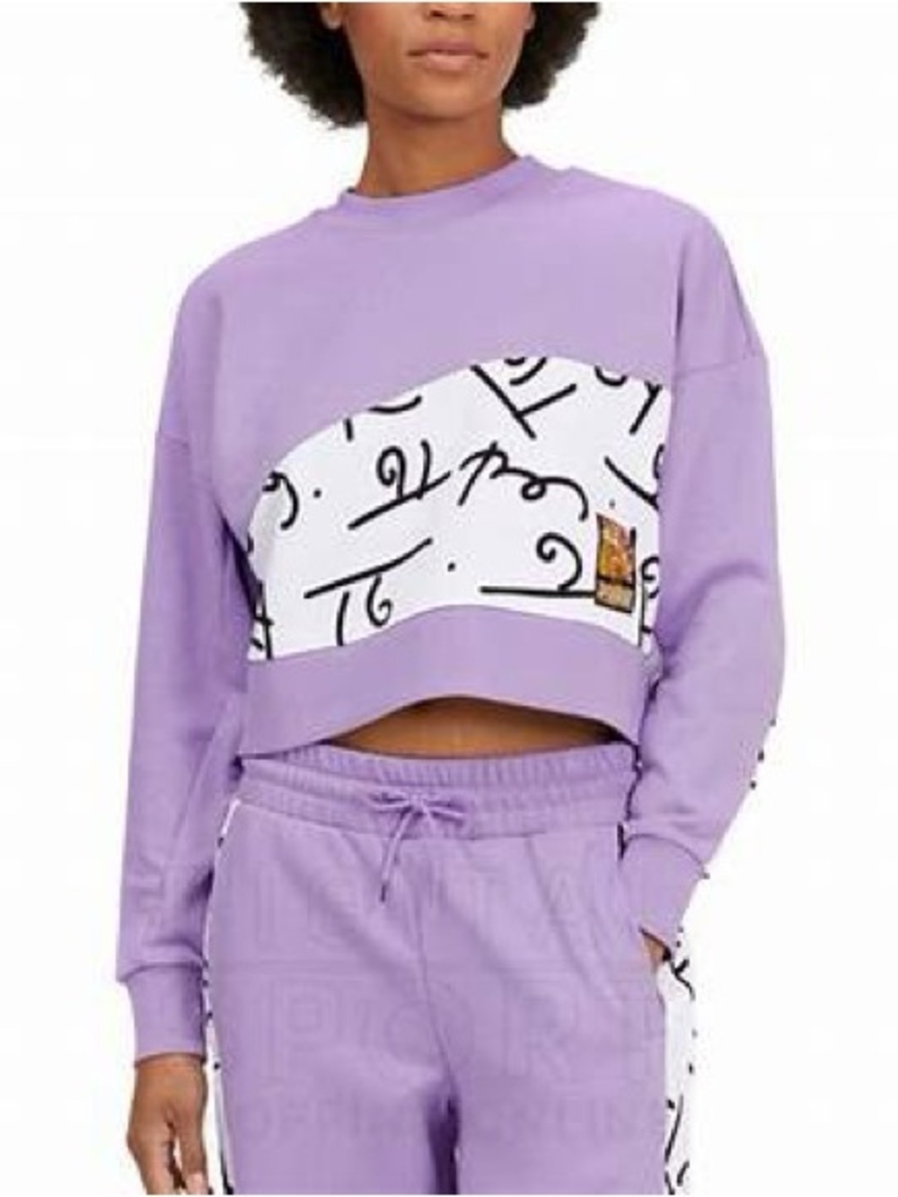 Puma x Britto Sweatshirt Cropped Graphic Art Lavender Size L